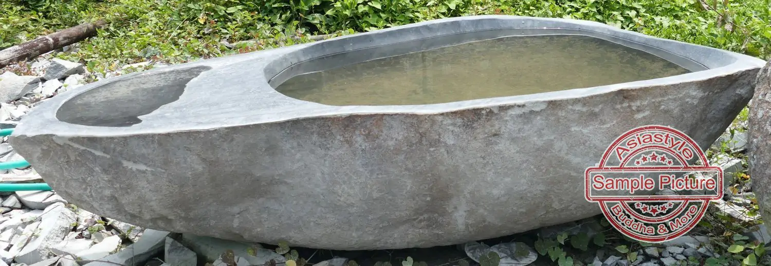  Product image 2 of the product “Riverstone basin, natural surface, polished inside. Dia approx 121-130cm Height 41-50cm ”